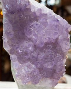 Contemporary Large Scale Carved Amethyst Madonna Specimen on Clear Quartz - 3076328