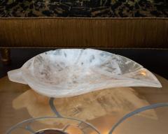 Contemporary Large Scale Hand Carved Rock Crystal Clear Quartz Leaf Tray - 3307895