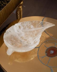 Contemporary Large Scale Hand Carved Rock Crystal Clear Quartz Leaf Tray - 3307897