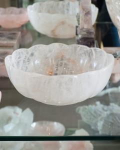 Contemporary Large Scale Scalloped Oval Rock Crystal Bowl with Foot - 3885627