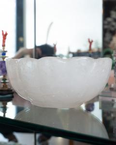 Contemporary Large Scale Scalloped Oval Rock Crystal Bowl with Foot - 3885633