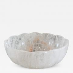 Contemporary Large Scale Scalloped Oval Rock Crystal Bowl with Foot - 3890390