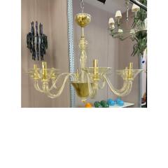 Contemporary Linear Gold Murano Glass Chandelier - 4350403