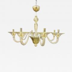 Contemporary Linear Gold Murano Glass Chandelier - 4603186