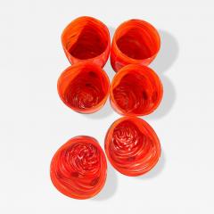 Contemporary Lively Amber Rods and Murrine Murano Glass Set of 6 - 4446014