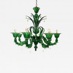 Contemporary Lively Green C Rezzonico Murano Glass Chandelier - 4603113