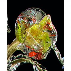 Contemporary Lively Transparent and Gold Floral Chandelier in Murano Glass - 4754744