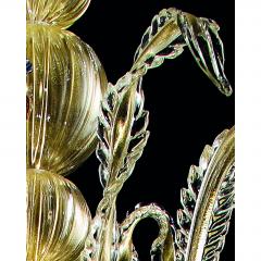 Contemporary Lively Transparent and Gold Floral Chandelier in Murano Glass - 4754745