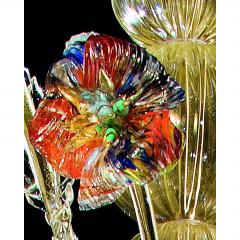 Contemporary Lively Transparent and Gold Floral Chandelier in Murano Glass - 4754746
