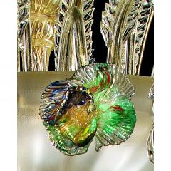 Contemporary Lively Transparent and Gold Floral Chandelier in Murano Glass - 4754747