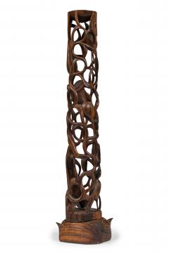 Contemporary Makonde Style Hand Carved Wooden Sculpture on a Base - 4672583