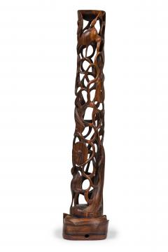 Contemporary Makonde Style Hand Carved Wooden Sculpture on a Base - 4672585