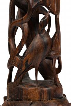Contemporary Makonde Style Hand Carved Wooden Sculpture on a Base - 4672589
