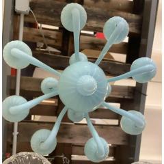 Contemporary Matte Light Blue Murano Glass Chandelier - 4755265
