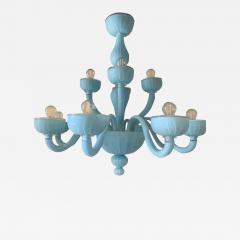 Contemporary Matte Light Blue Murano Glass Chandelier - 4759333