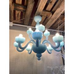 Contemporary Matte Light Blue Murano Style Glass Chandelier - 4385686
