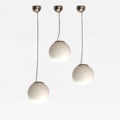 Contemporary Milky White Sphres Murano Glass Pendant Set of 3 - 4379438
