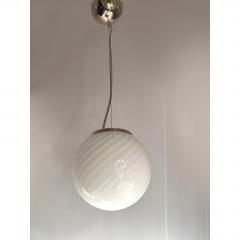 Contemporary Milky White Sphres Murano Glass Pendant Set of 5 - 4602736