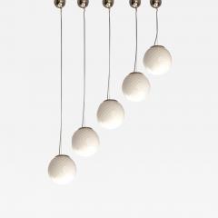 Contemporary Milky White Sphres Murano Glass Pendant Set of 5 - 4603137