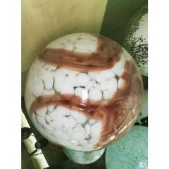 Contemporary Milky White Spot With Brown Sphere Pendant in Murano Glass - 4378062