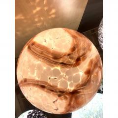 Contemporary Milky White Spot With Brown Sphere Pendant in Murano Glass - 4602779