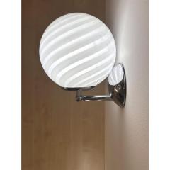 Contemporary Milky White Swirl Murano Glass Wall Sconce - 4302919