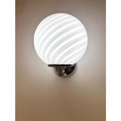 Contemporary Milky White Swirl Murano Glass Wall Sconce - 4302920