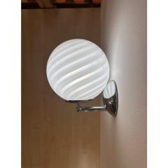 Contemporary Milky White Swirl Murano Glass Wall Sconce - 4302921