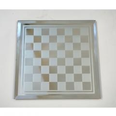 Contemporary Minimalist Green Yellow Murano Glass Chess Set on Mirrored Board - 2704030