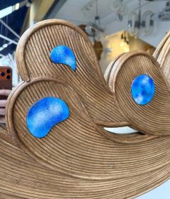 Contemporary Mirror Rattan Marquetry and Enamel Metal Italy - 4425799