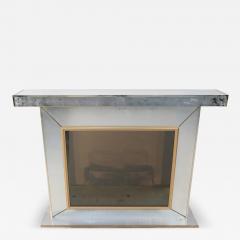 Contemporary Mirror and Gilt Metal Fireplace with Infinity Mirror Interior - 4247511