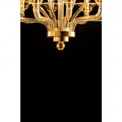 Contemporary Modern Amber Linear Murano Glass Gold Chandelier - 4592144