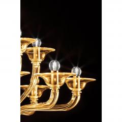 Contemporary Modern Amber Linear Murano Glass Gold Chandelier - 4592146