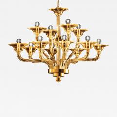 Contemporary Modern Amber Linear Murano Glass Gold Chandelier - 4592471