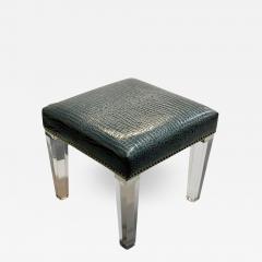 Contemporary Modern Footstool Chrome Acrylic Faux Snakeskin 2010s - 3610723