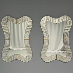 Contemporary Modern Italian Wall Mirrors Murano Glass Silver Leaf Brass - 3859728