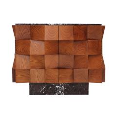 Contemporary Modern Pair of Sideboards in Wood and Burgundy Marble Top Italy - 4449299