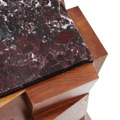 Contemporary Modern Pair of Sideboards in Wood and Burgundy Marble Top Italy - 4449300