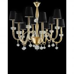 Contemporary Modern Rostrato Gold Murano Glass Chandelier - 4592354