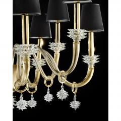 Contemporary Modern Rostrato Gold Murano Glass Chandelier - 4592358