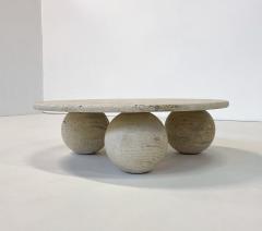 Contemporary Modern Round Travertine Coffee Table - 2992795