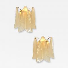 Contemporary Modern Sanded Champagne Rondini Murano Wall Sconces Set of Two - 4460878