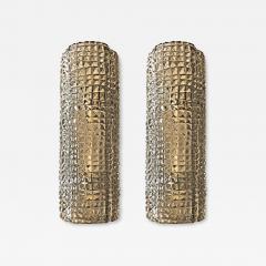 Contemporary Modern Smoked Fum Crocodile Murano Glass Wall Sconces Set of Two - 4718477