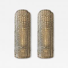 Contemporary Modern Smoked Fum Crocodile Murano Glass Wall Sconces Set of Two - 4759349