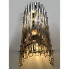 Contemporary Modern Smoked Fum Glass Pipes Wall Sconces Set of Two - 4718385