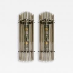 Contemporary Modern Smoked Fum Glass Pipes Wall Sconces Set of Two - 4718756