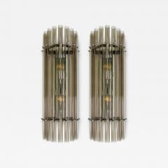 Contemporary Modern Smoked Fum Glass Pipes Wall Sconces Set of Two - 4759352