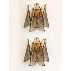 Contemporary Modern Smoked Fum Rondini Murano Wall Sconces Set of Two - 4460662