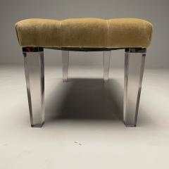 Contemporary Modern Tufted Window Bench Chrome Acrylic Green Velvet 2010s - 3606678