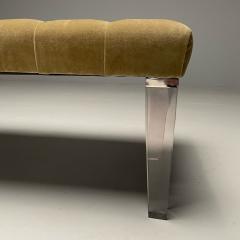 Contemporary Modern Tufted Window Bench Chrome Acrylic Green Velvet 2010s - 3606681